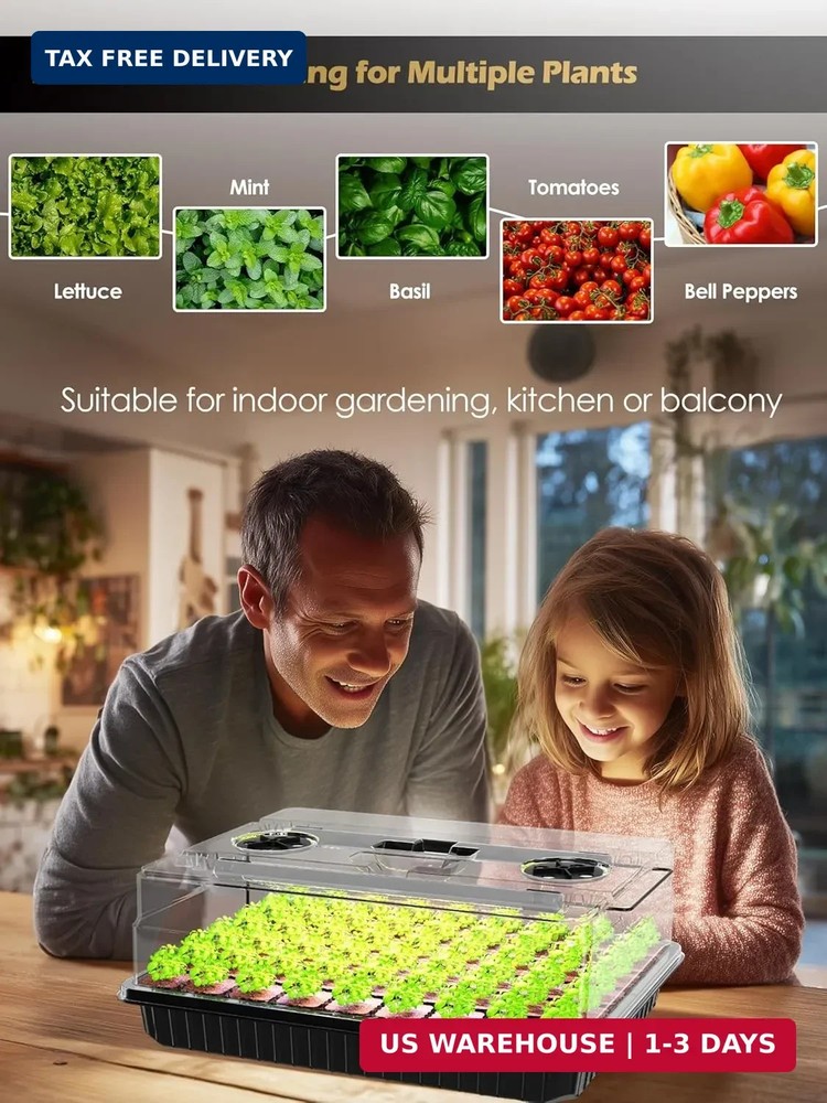 GLOWRIUM Seed Starter Tray with Full Spectrum Grow Light,54-Cell*3 Pack Seed Sta