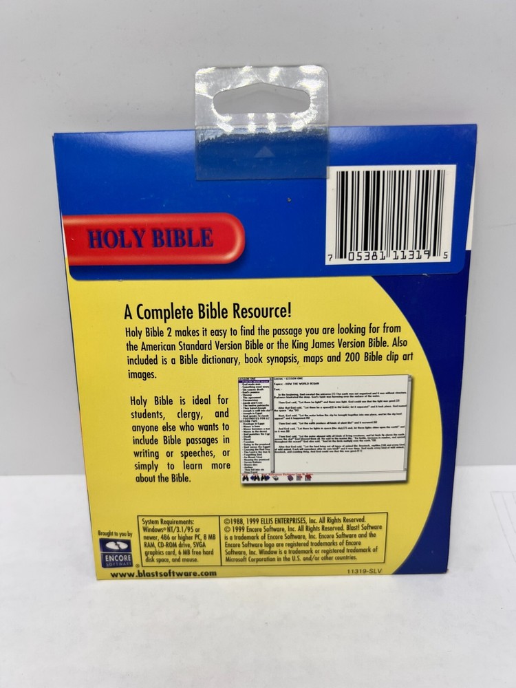 Old Testament Holy Bible A Complete Bible Resource 2.0 Blast Software CD-ROM