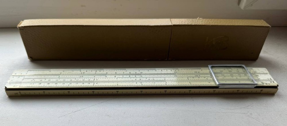 Vintage Logarithmic ruler slide with case
