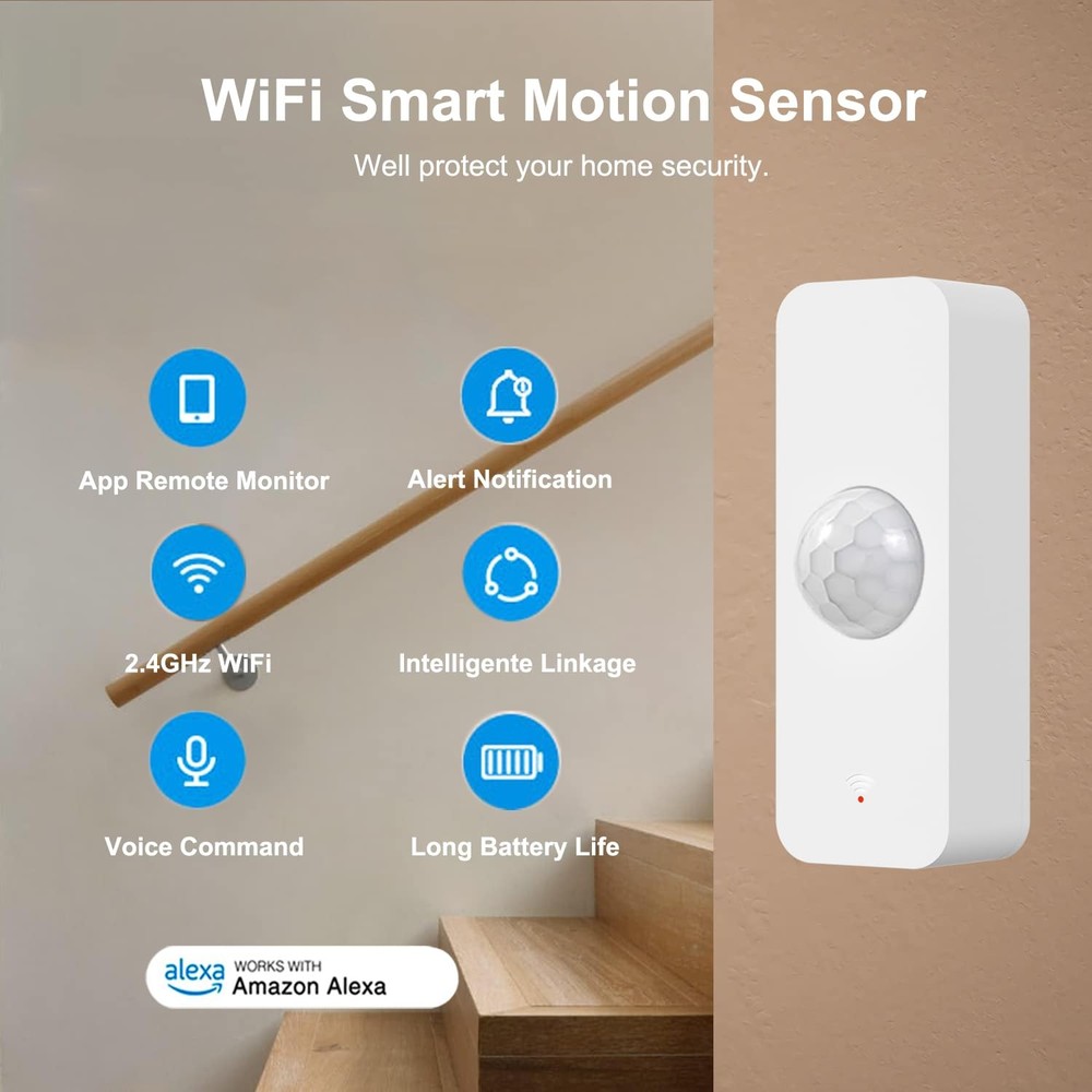 WiFi Motion Sensor, Smart Motion Detector for Home Security, Wireless Motion Sen