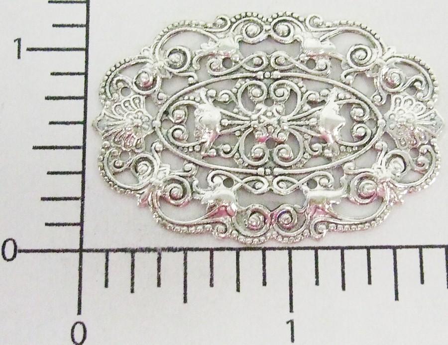 24394         2 Pc. Matte Silver Oxidized Oval Filigree Jewelry Finding
