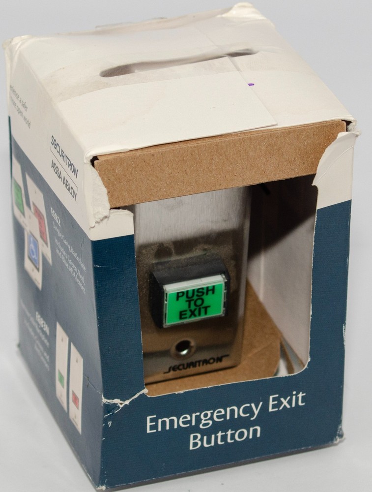 Securitron® Emergency Exit Button Narrow with 30sec Timer Grn/Red Lens (EEB3N)