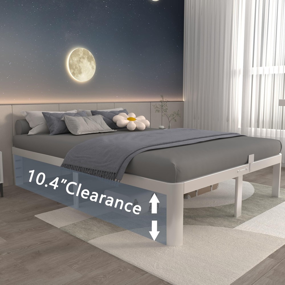 ITIMIDI 12 Inch White Queen Bed Frame, Metal Platform Bed Frame No Box Spring...