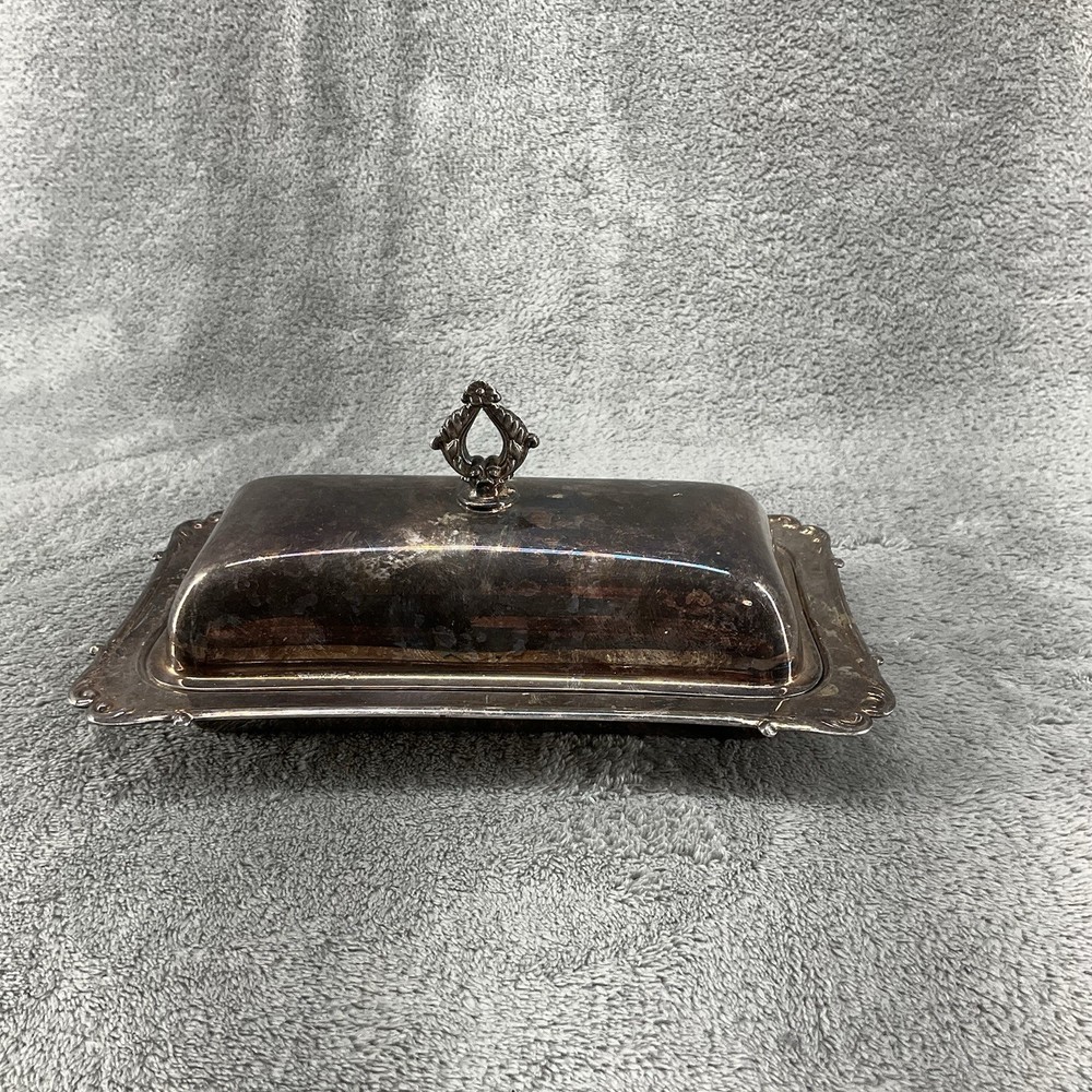 Vintage Crescent Silver Plated Butter Dish