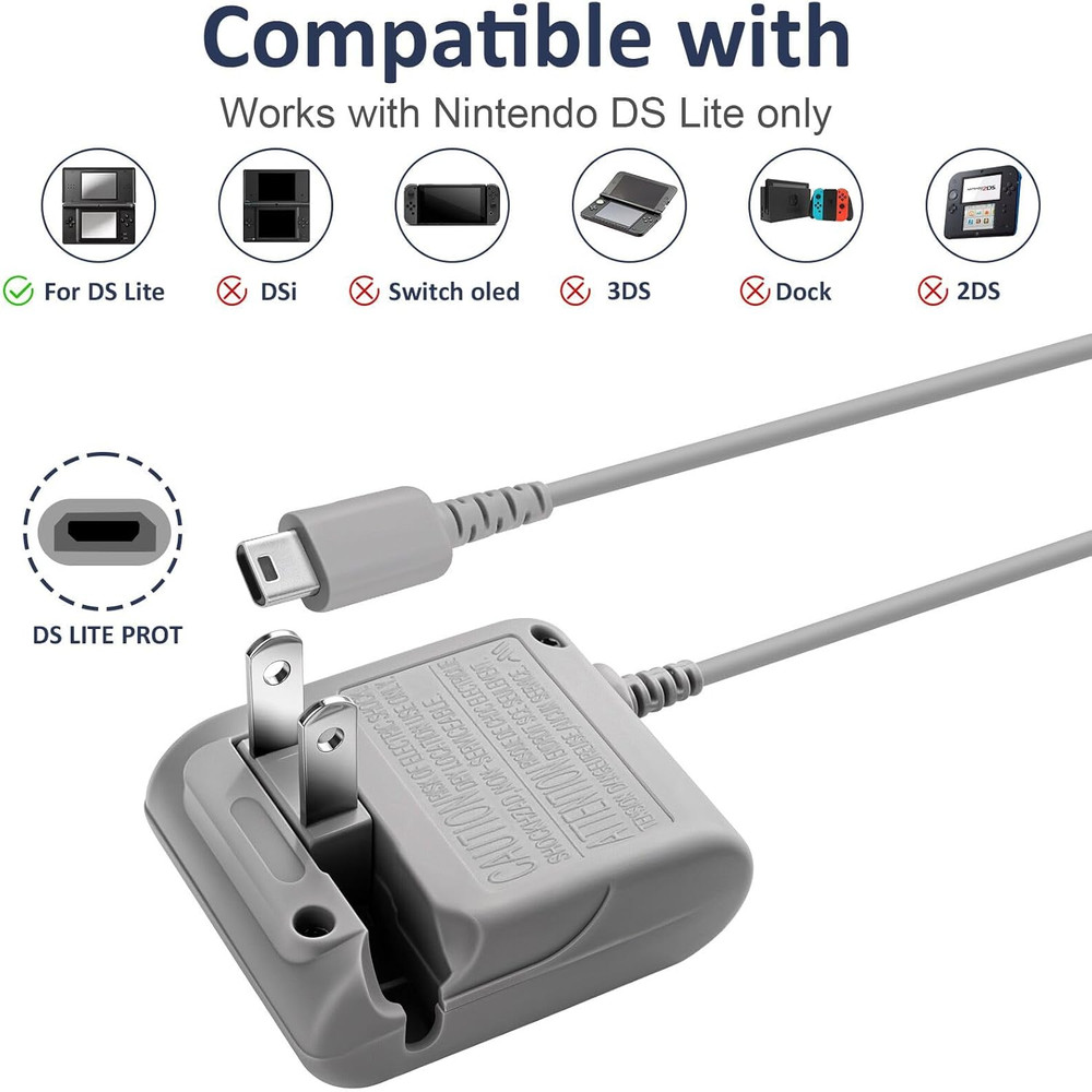 DS Lite Charger Wall Adapter USB Cable Replacement Power Supply