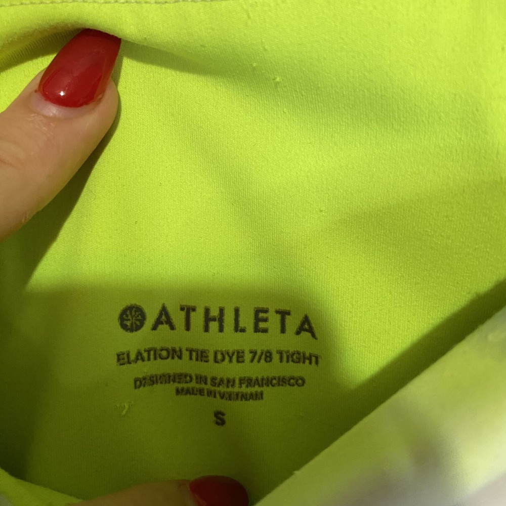 Athleta Elation Tie Dye 7/8 Tight Size Small Yellow Blue