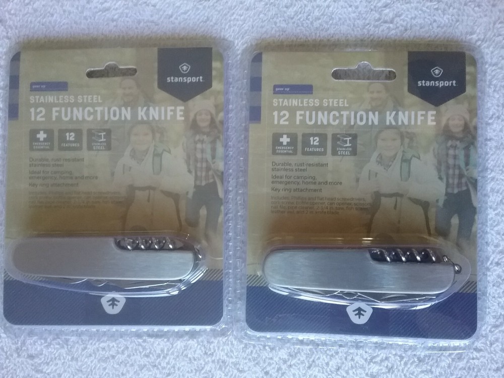 2 Stansport Multi-Tool Stainless Steel 12 Function Knife Rust Resistant Sealed