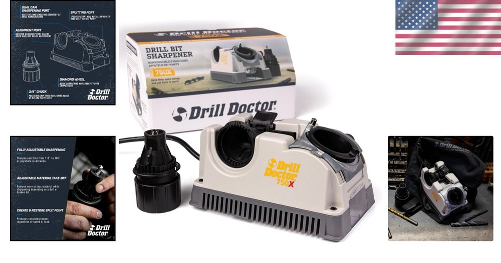 Adjustable Angle Drill Bit Sharpener for 3/32-3/4 Inch Bits