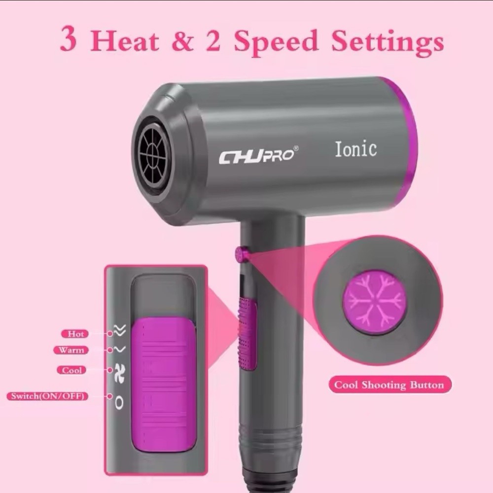 Ionic Hair Dryer 2000W AC Motor Hot Cool With Diffuser