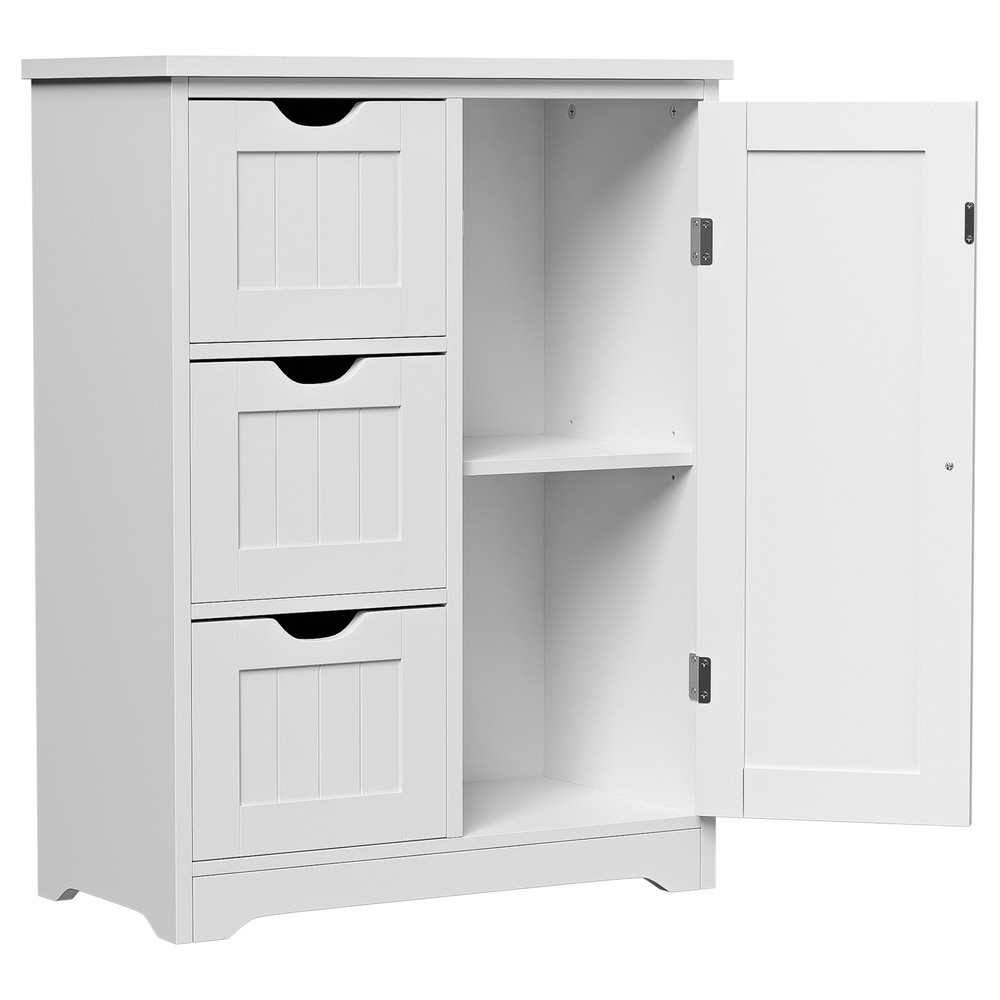 Bathroom Floor Cabinet with Drawer & Adjustable Shelf Kitchen Cupboard Storage