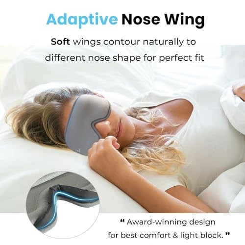 Sleep Mask, 100% Light Blocking, Zero Pressure Design with Adjustable Strap