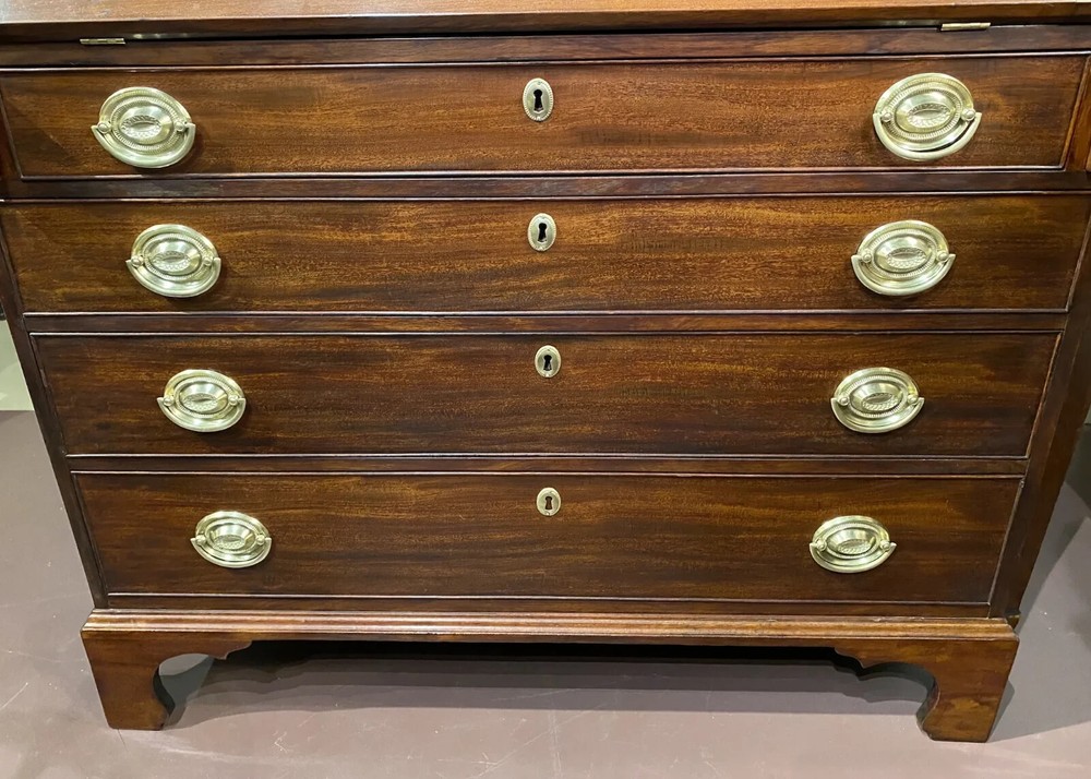 18th c Massachusetts Fall Front Desk in Mahogany