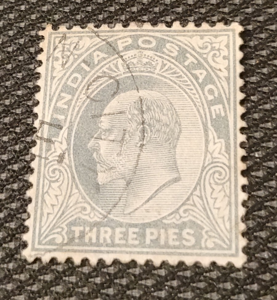 India Postage Stamp, King Edward VII, 1902/1910. Three Pies.