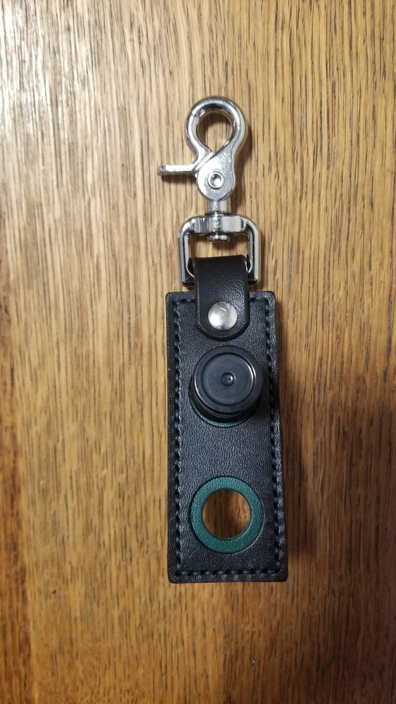 Green and black 2 hole Leather Pool Cue Thread Protector Holder