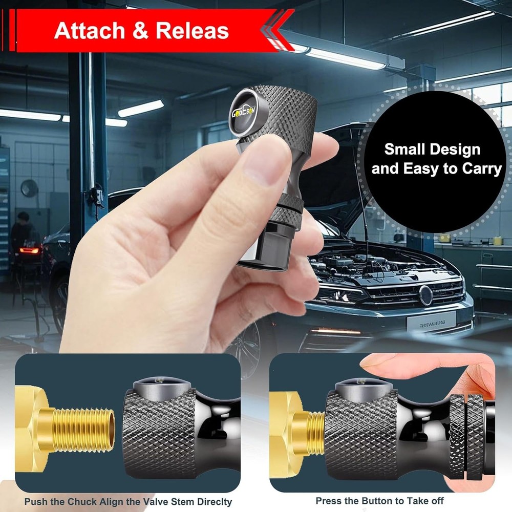 Locking Air Chucks with Close Flow Design - Compatible & Durable, 2 Pack