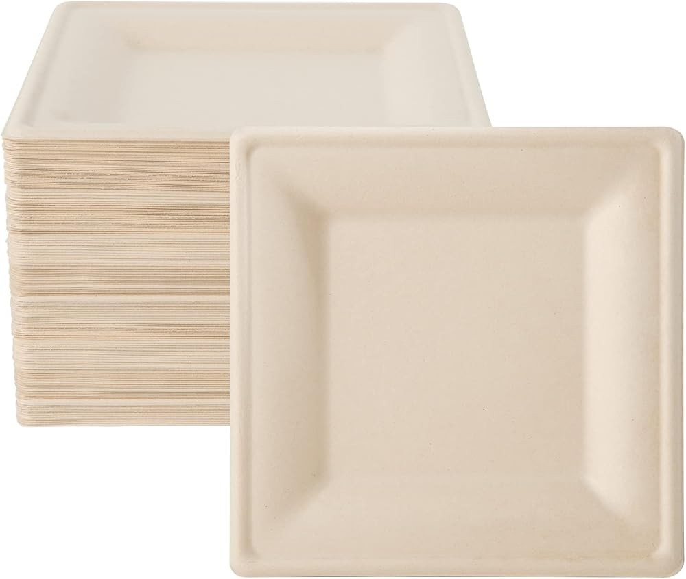 postable Square Paper Plates 6 inch Disposable, Eco-friendly