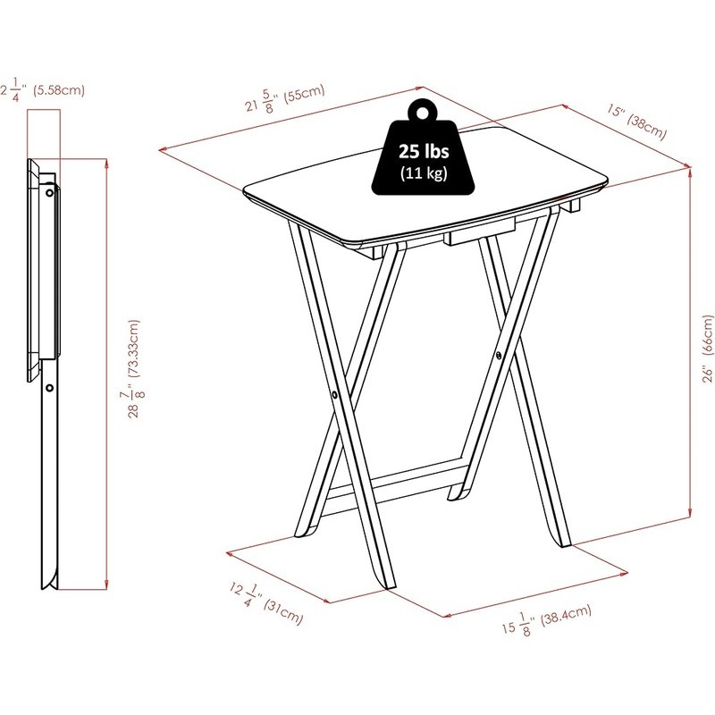 2-Piece Folding Rectangular Table Set Easy Storage Wooden Tables Home Use