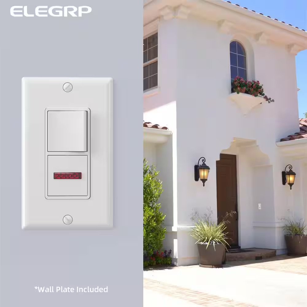 15 Amp Decorator Combination Single Pole Rocker Switch with Pilot Light, Wall Pl