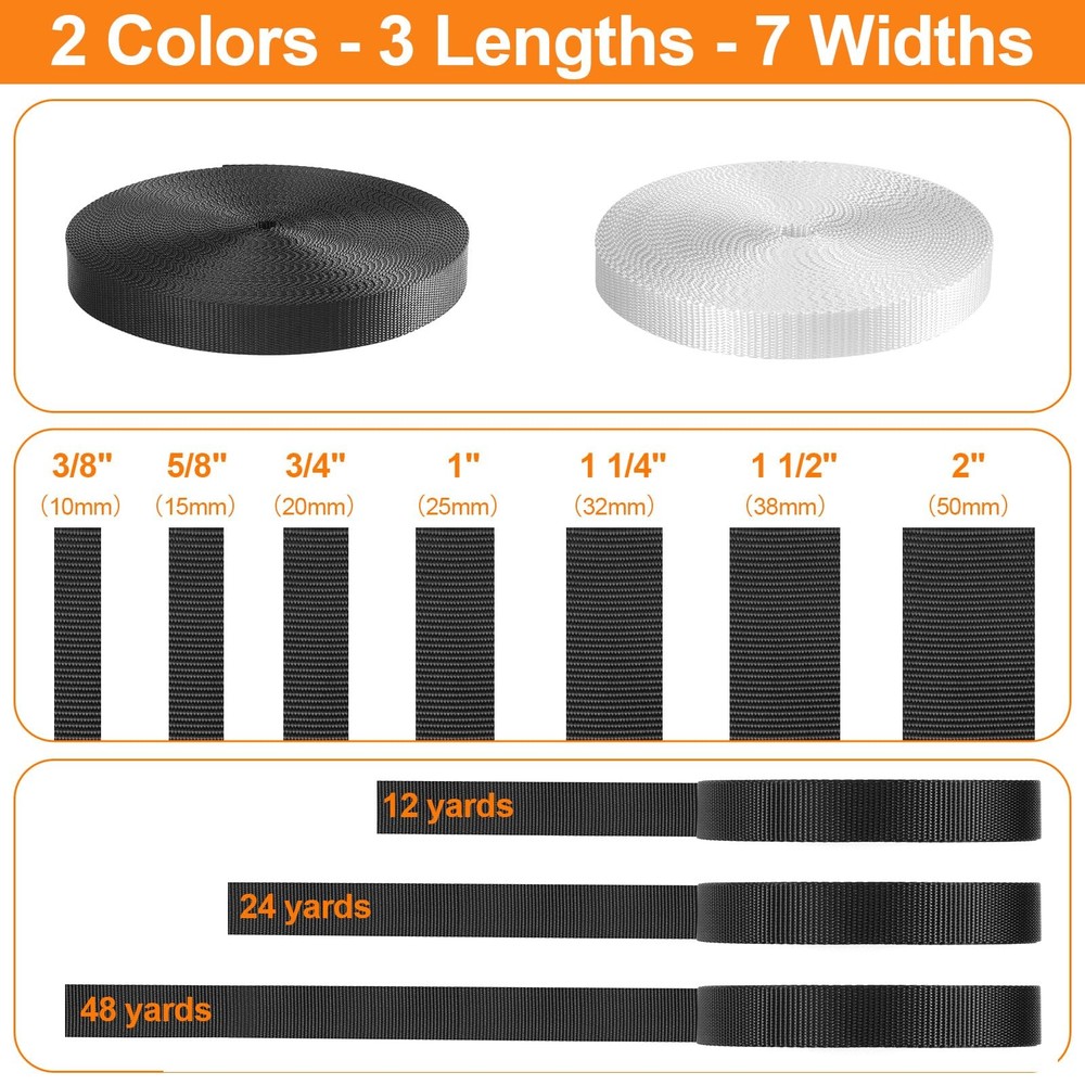 Webbing 3/4 Inch, Heavy Duty Webbing Straps, Extra Thick Strapping for Outdoo