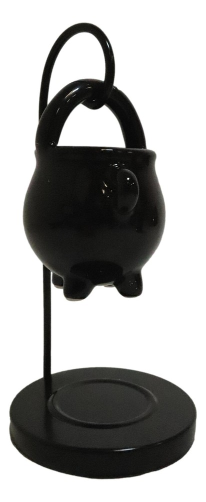 Wicca Witchcraft Hanging Ceramic Black Cauldron Essential Oil Burner Warmer