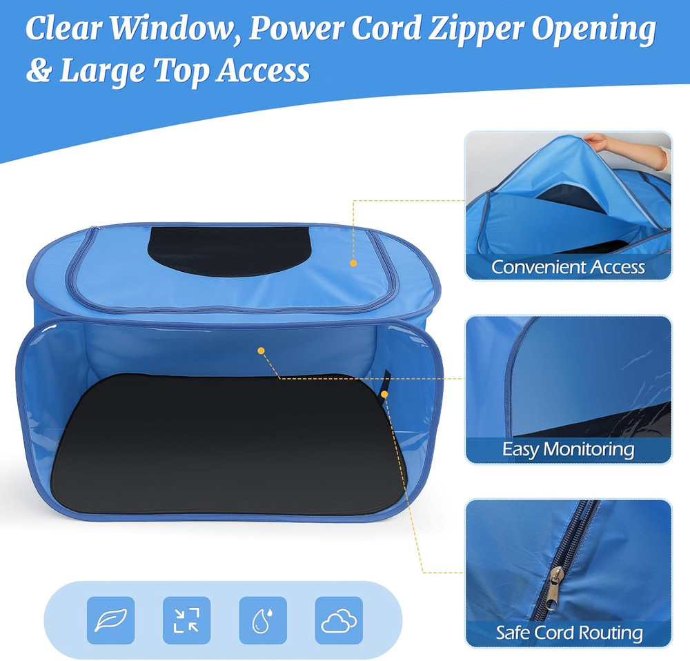 Chicken Brooder Box for Chicks Pop up Chick Kit with Clear Window Waterproof Mat