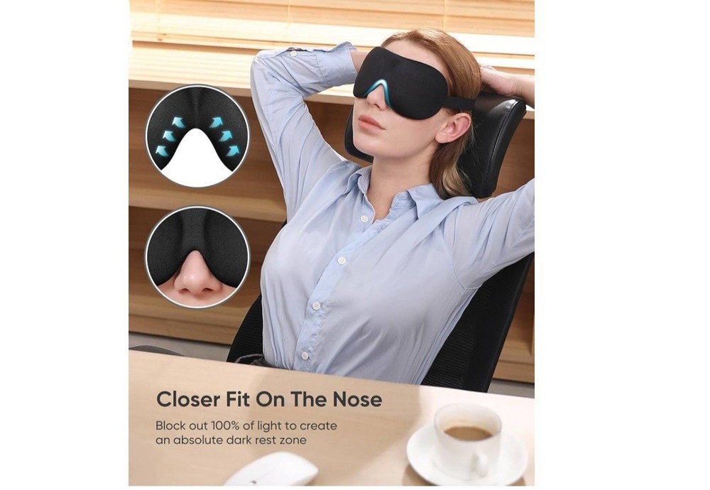 Sleep Mask for Side Sleeper 3 Pack, Blackout 3D Eye Mask for Sleeping