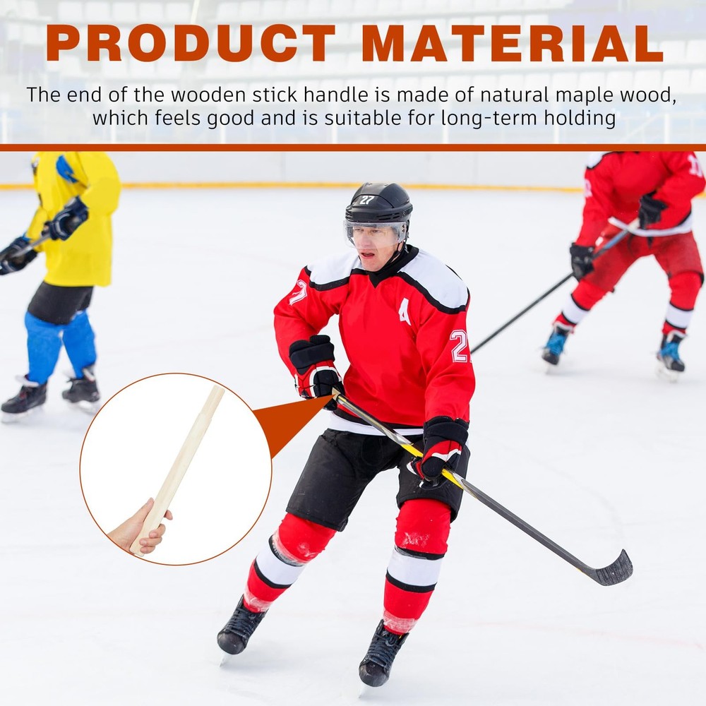 2 Pack Hockey Stick Extensions - Solid Wooden Butt End for Senior & Youth Str...