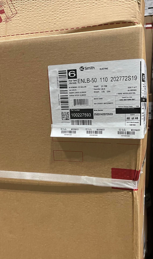 AO Smith proline 50 Gallon Residential Electric Water Heater New 7 year Warranty