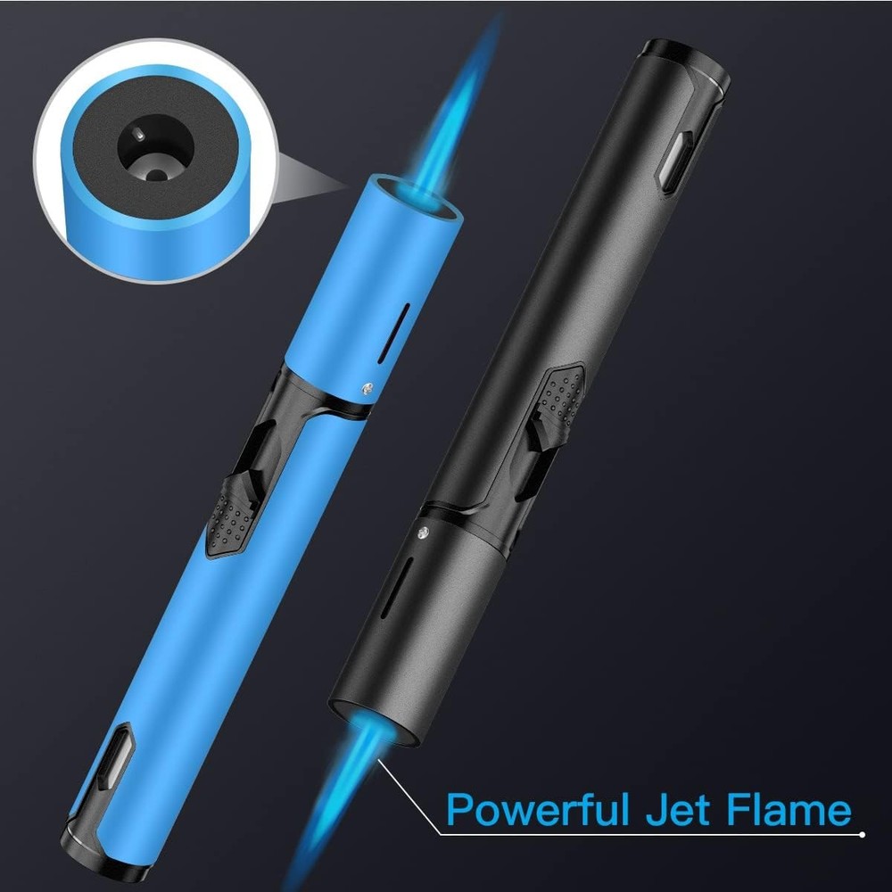 Torch Lighters 2 Pack Adjustable Jet Flame Butane Lighter, Refillable Gas Torch