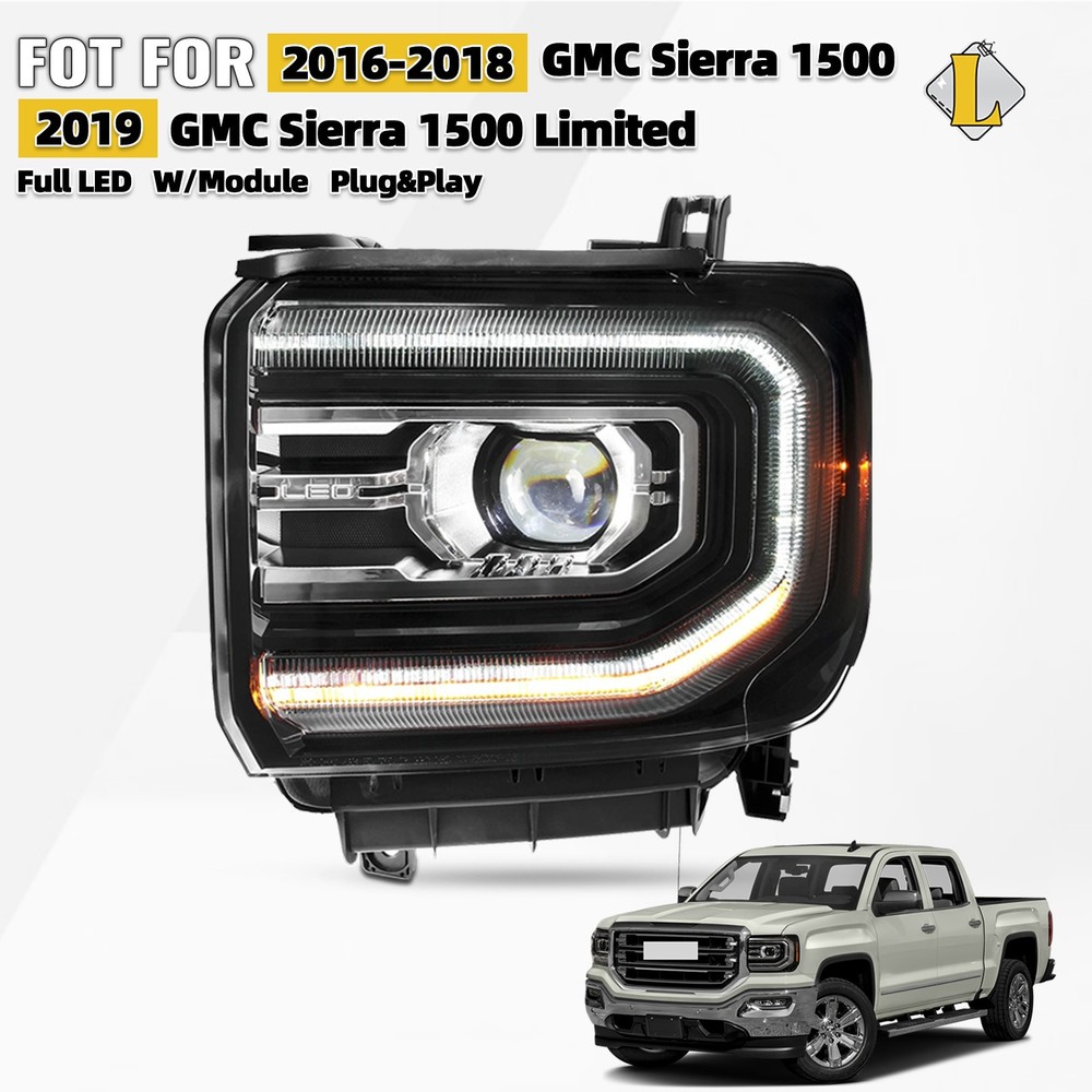 For 2016-2018 GMC Sierra 1500 Full LED Projector Headlight Left Driver Side