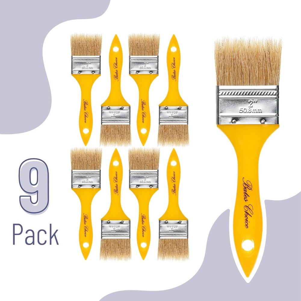 Chip Paint Brushes 2 Inch 9 Pack Plastic Handle Chip Brush Brushes for Paint