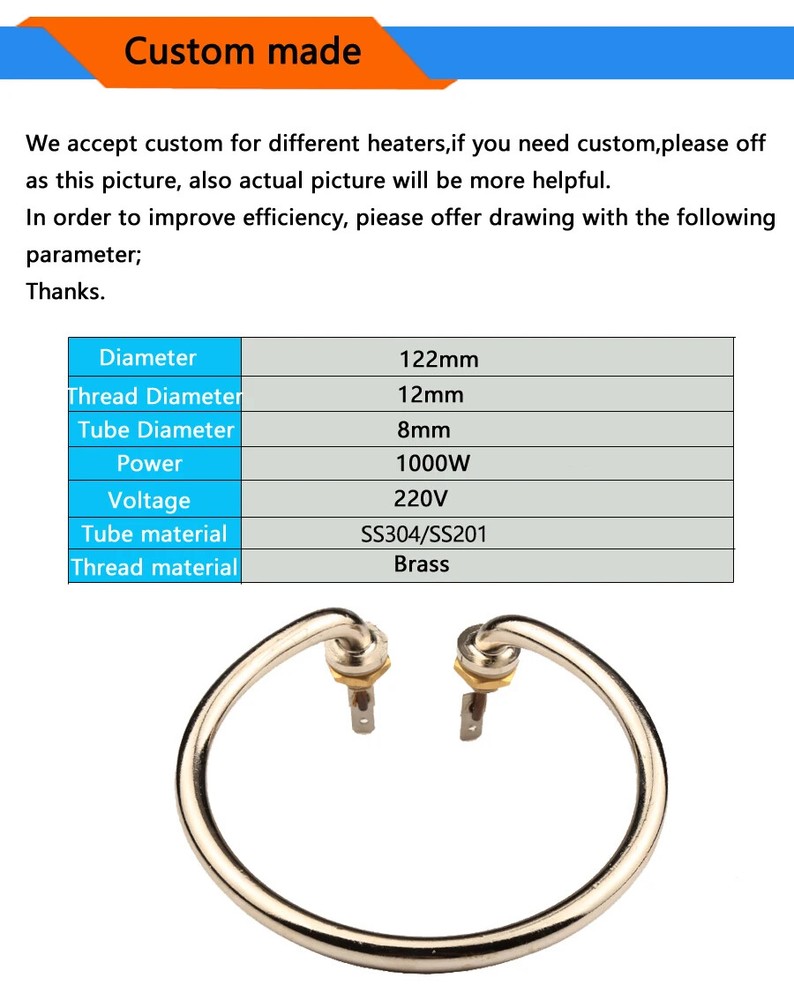 Electric Water Heating Element for Electric Barrel,Heating Tube Bucket Heater