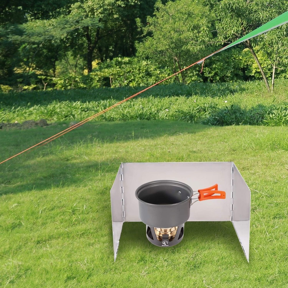 Portable Windshield for Butane Burner & Camping Stove - Rust Resistant & Compact
