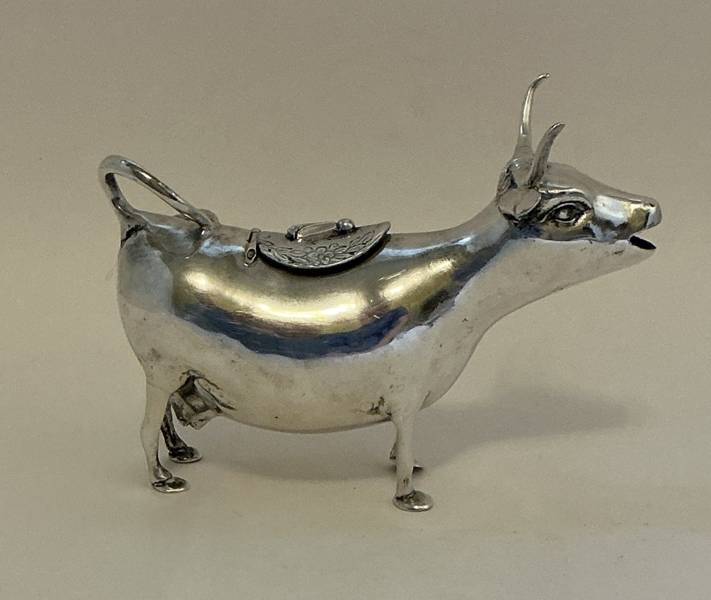 Antique 800 Silver Cow Creamer