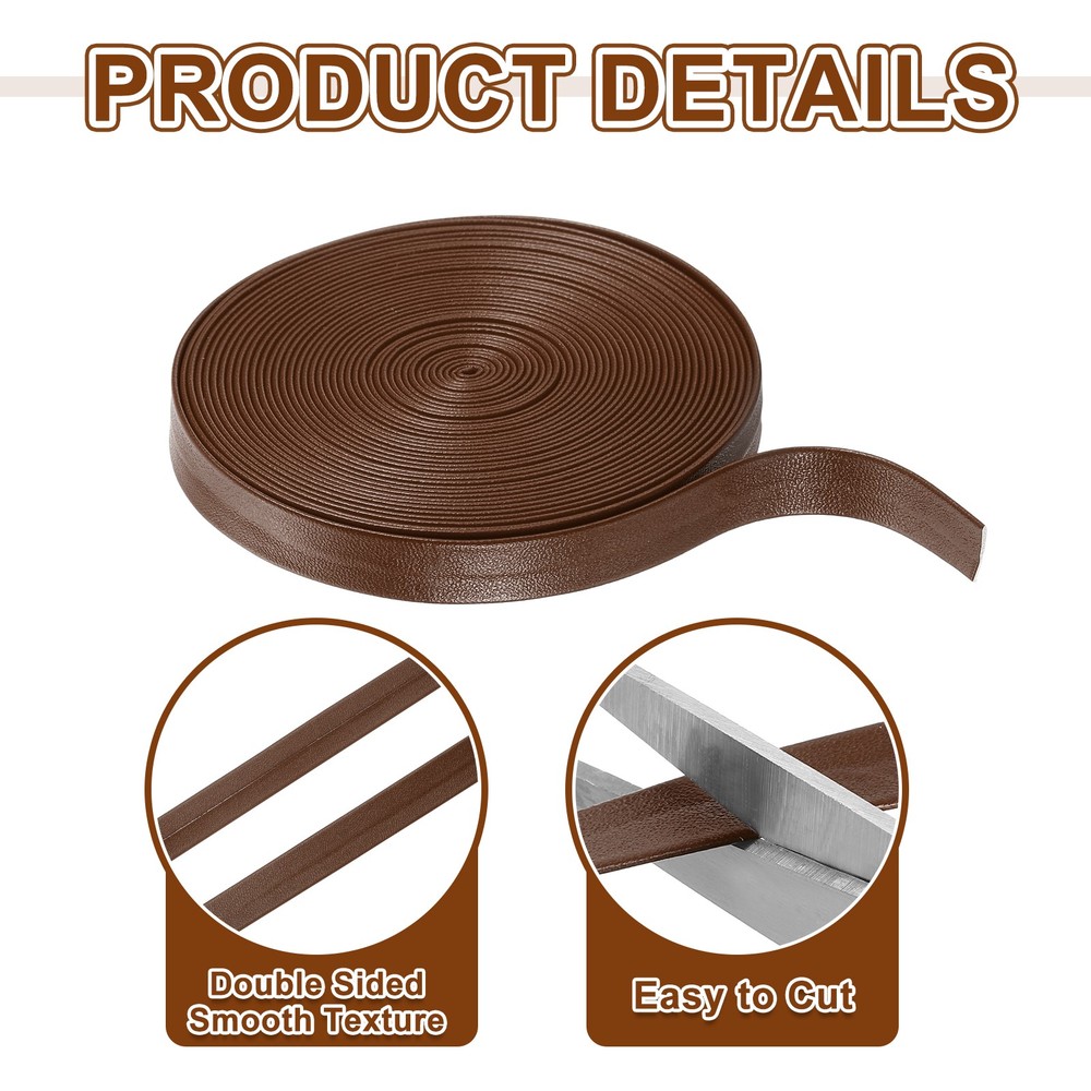 5 Yard 10mm PU Faux Strips, Fold Over Strap Roll, Light Brown