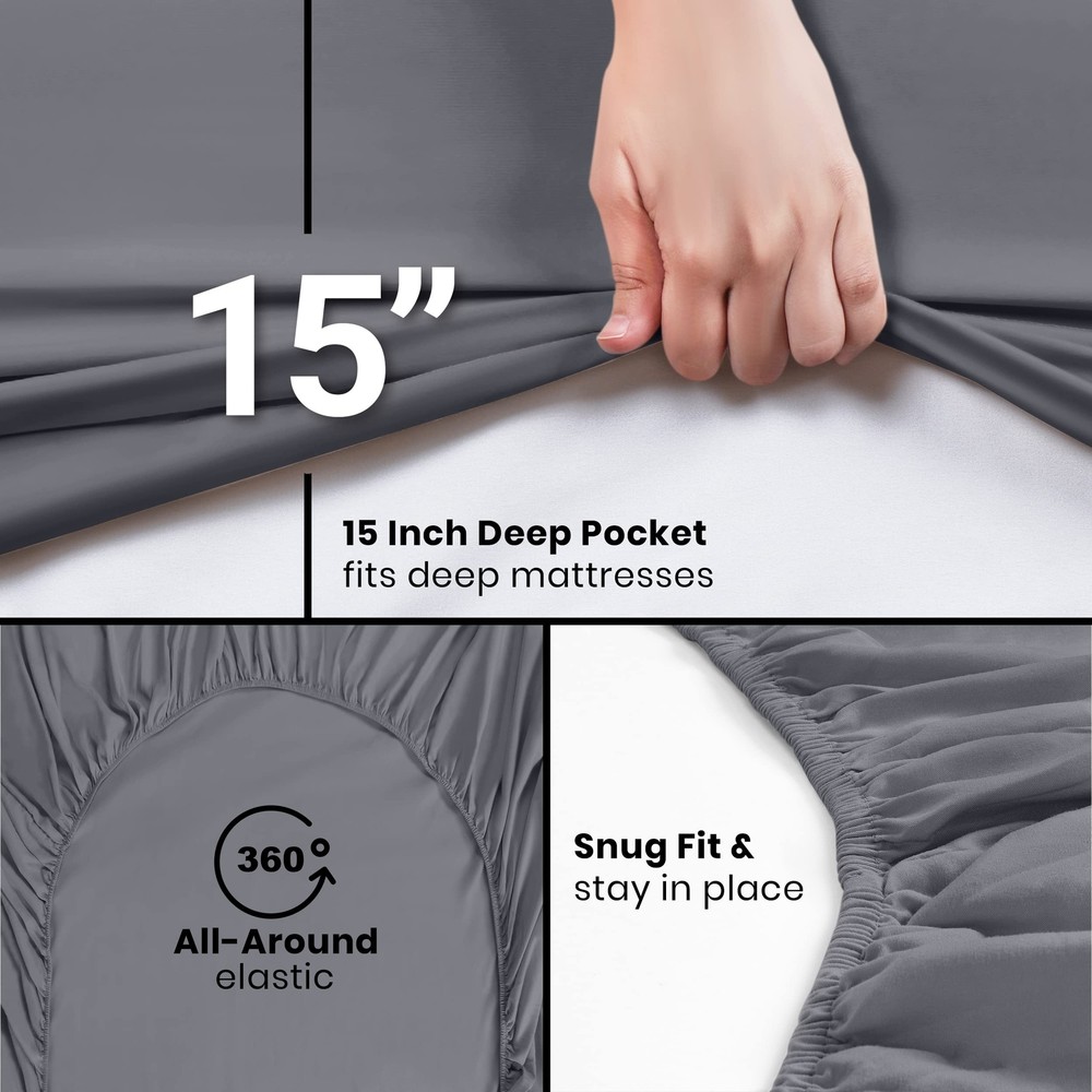 Utopia Bedding Twin XL Fitted Sheets - Bulk Pack of 2 Bottom Sheets - Soft Br...