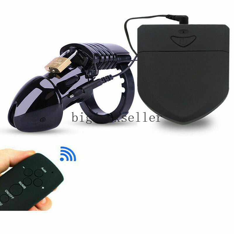 Male Electri Shock Chastity Cage 20m Remote Control Electronic Doping Device