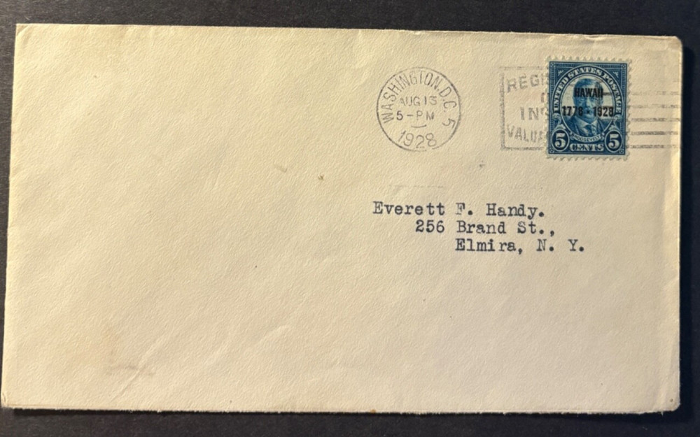 #648 5 cent Hawaii Overprint FDC with without cachet