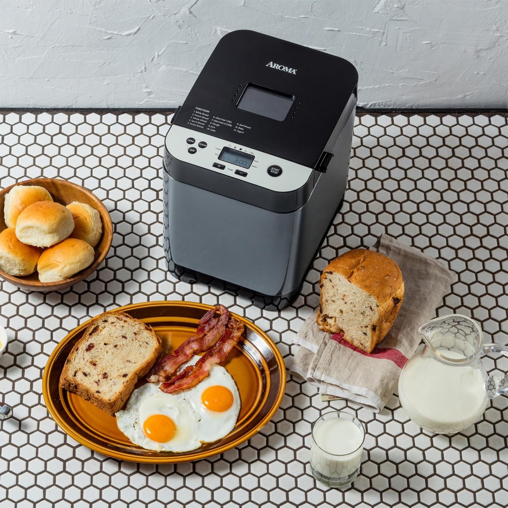 AROMA® 1.5lbs. Digital Bread Maker with Crust Customization, Clear-View Lid