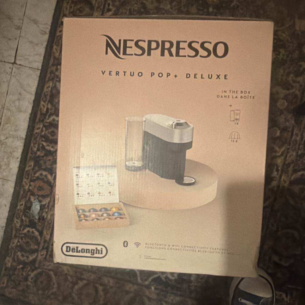 Nespresso Vertuo Pop+ Deluxe Capsule Coffee Machine Bluetooth WiFi Silver Black