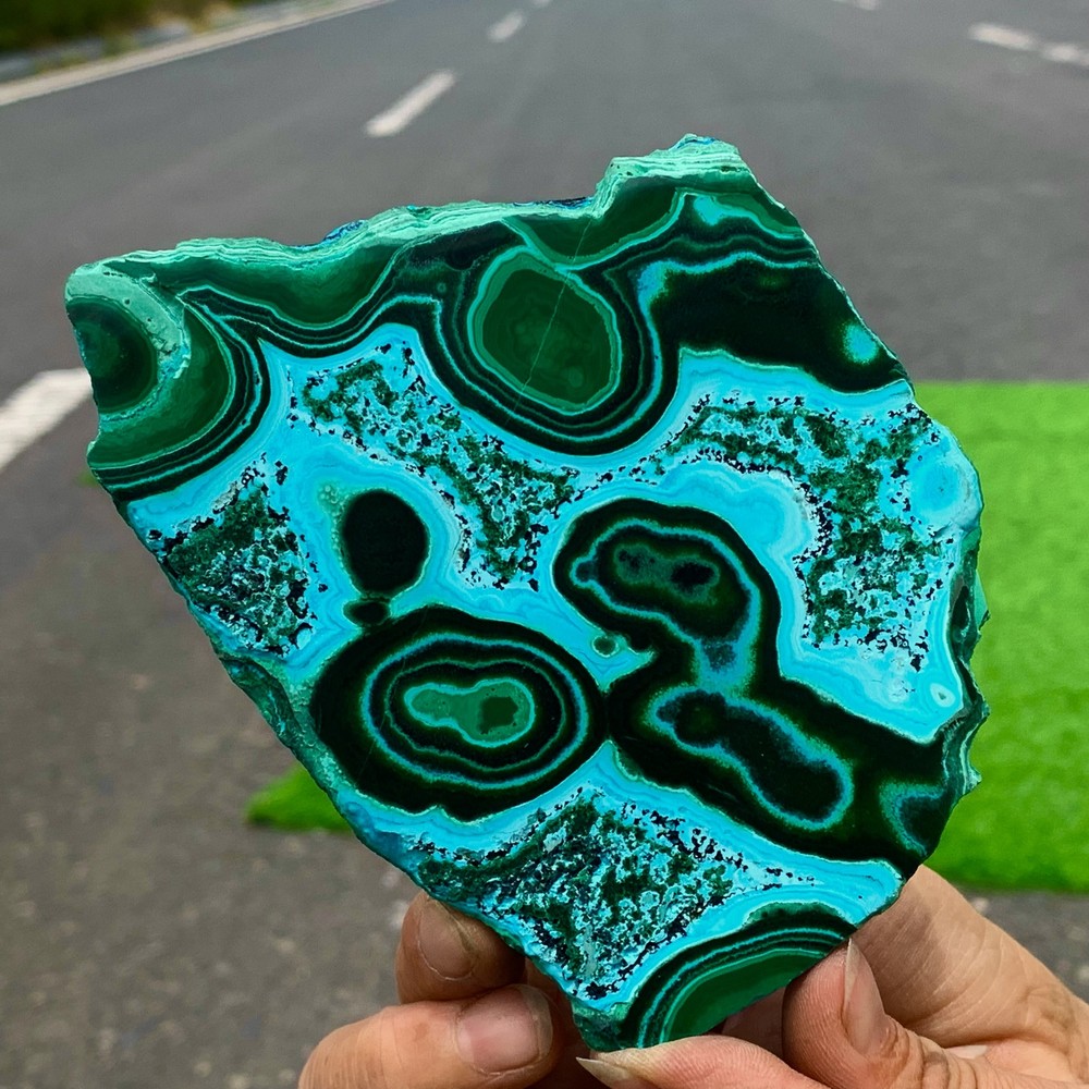 394G Natural Chrysocolla/Malachite transparent cluster rough mineral sample