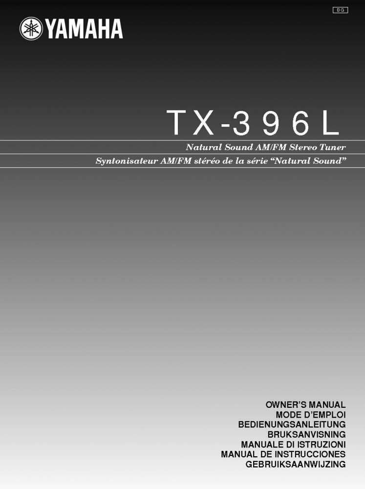 Yamaha TX-396-L Tuner Owners Manual