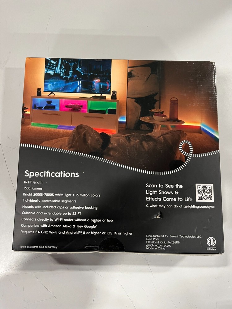 GE Cync Full Color Dynamic Effects Smart Light Strip 16ft