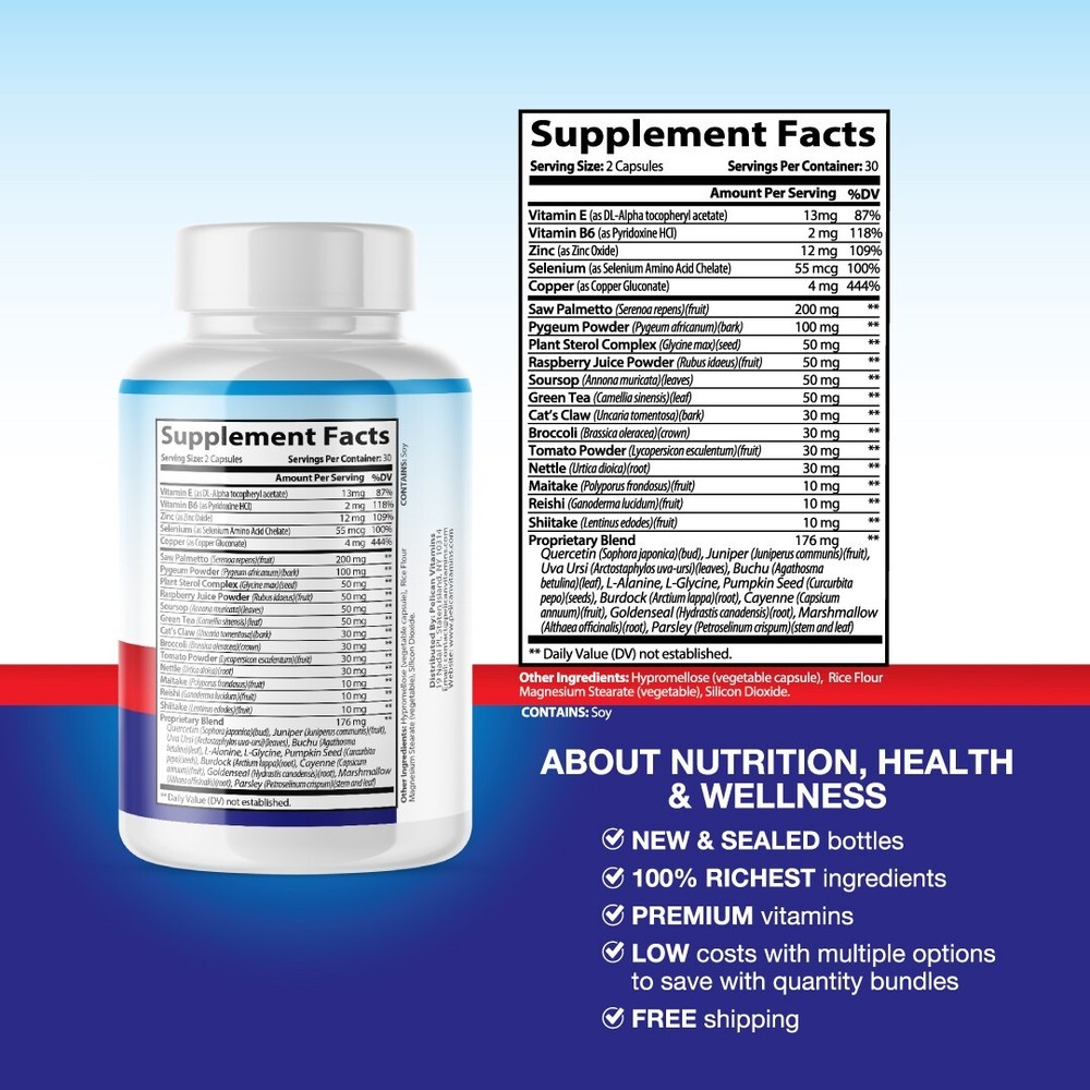 Prostate Pro- Prostate Support- 3 Bottles- 180 Capsules