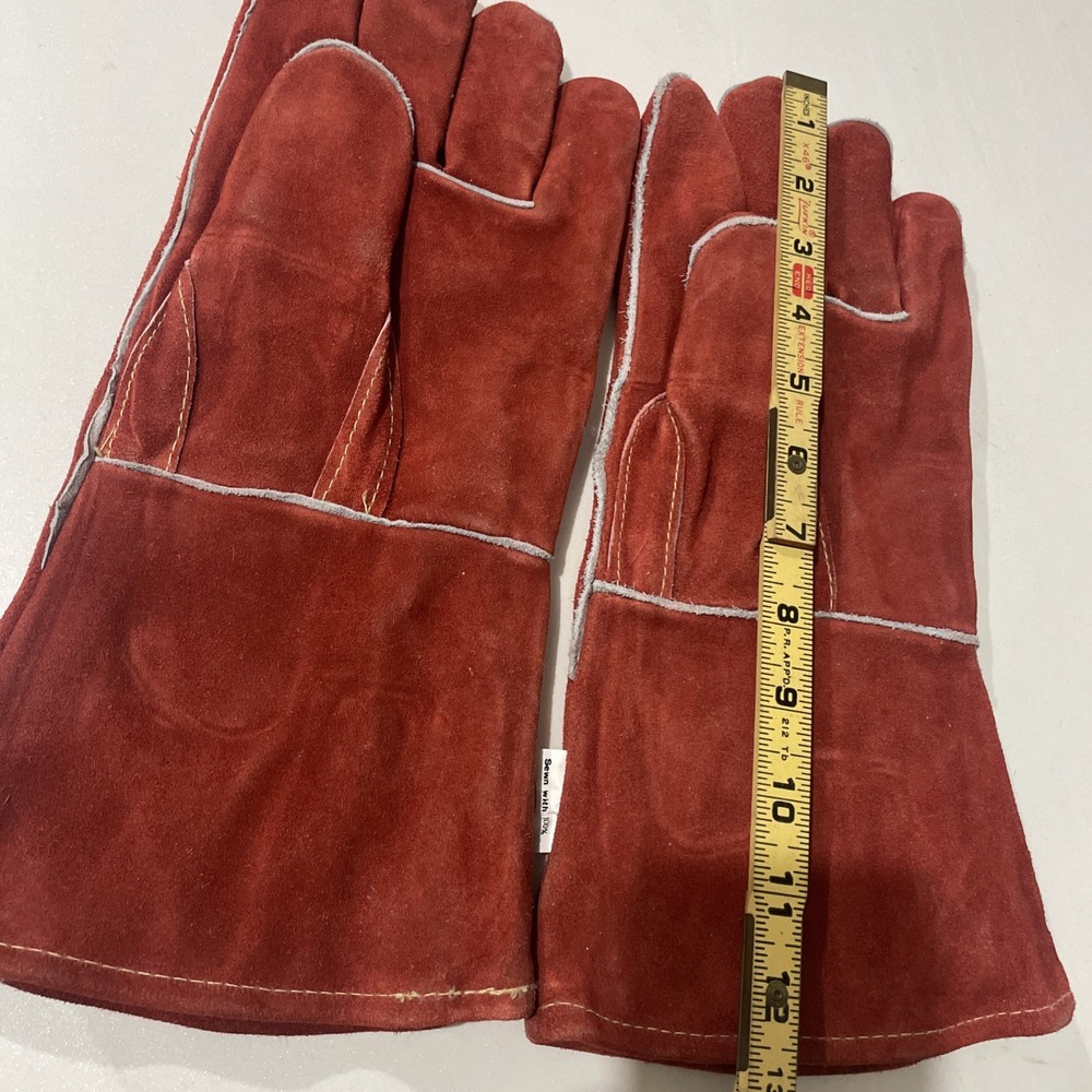 Red Lined Premium Leather Welding Gloves - 2 Left Hand