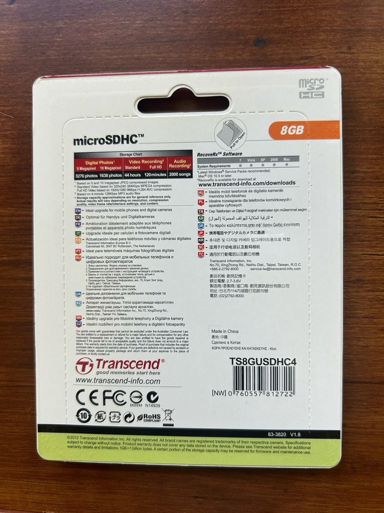 TRANSCEND 8 GB MicroSDHC CLASS 4