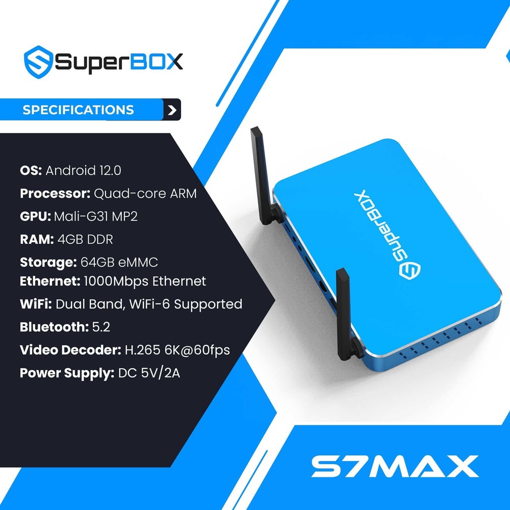 2026 New Superbox S7 Max streaming media player 6K UHD Android 12 Ship Same Day