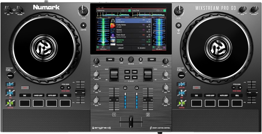 Numark Mixstream Pro Go Battery-Powered Standalone 2-Ch DJ Controller WiFi Strea