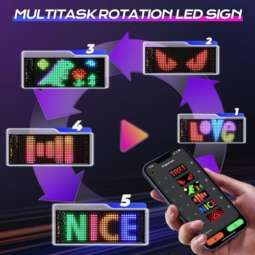 LED Light Signs for Car, 7”x3” Flexible USB 5V Bluetooth APP Control Full