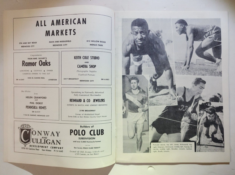 1954 SECOND ANNUAL SEQUOIA INVITATIONAL TRACK / FIELD PROGRAM - Redwood City Cal